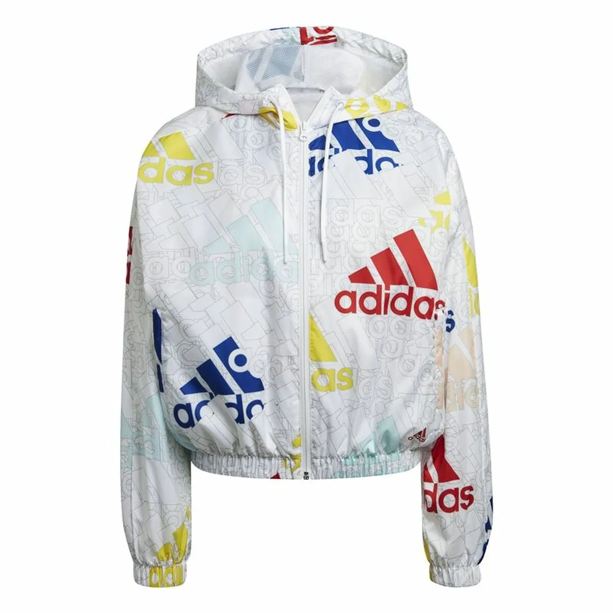 Women'S Sports Jacket Adidas Essentials Multi-Colored Logo White