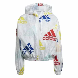 Women'S Sports Jacket Adidas Essentials Multi-Colored Logo White