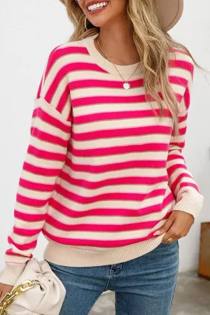 Compact TravelFriendly Design WOMENS STRIPE CASUAL SWEATER TOP