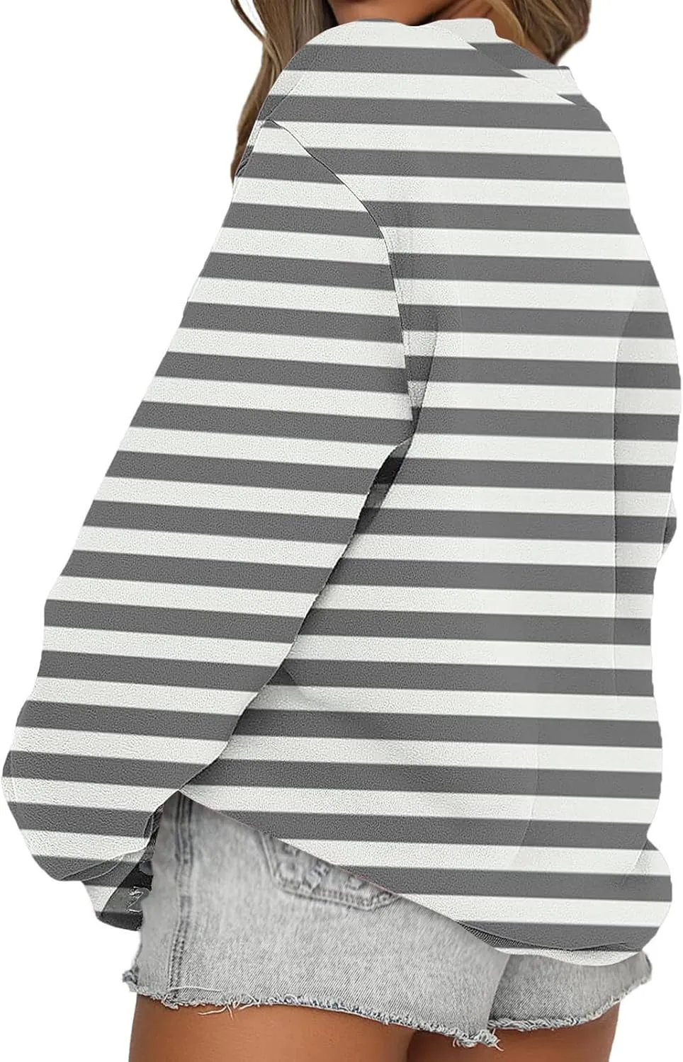 Womens Striped Sweatshirts Oversized Long Sleeve Sweatshirt Causal Loose Crewneck Pullover Tops Trendy Shirts