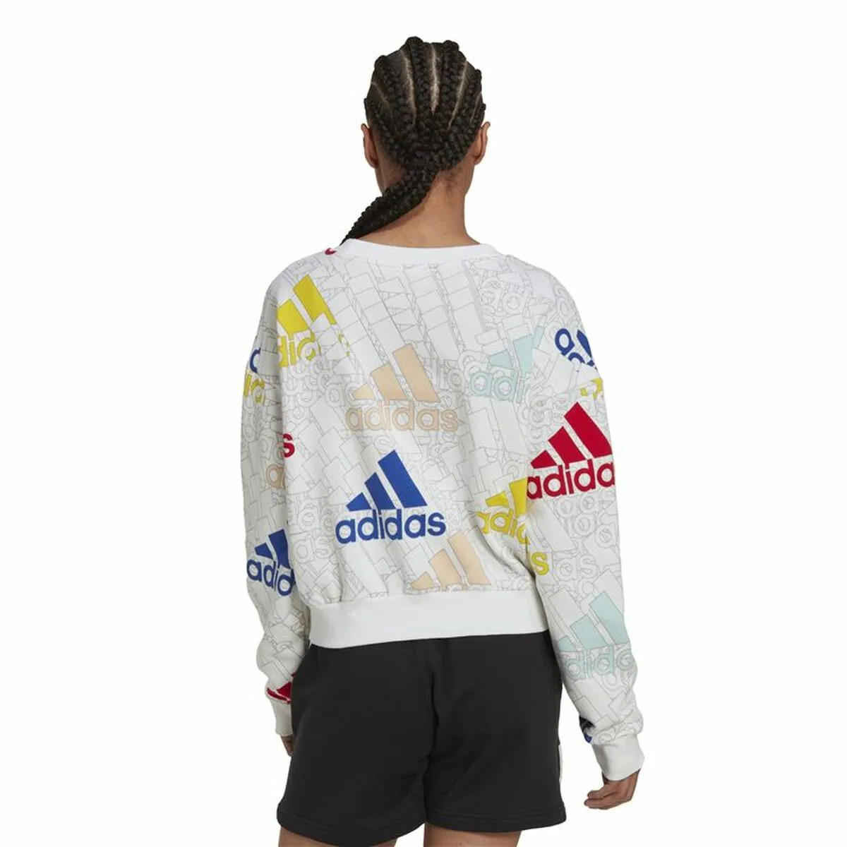 Women’s Sweatshirt without Hood Adidas Essentials Multi-Coloured White