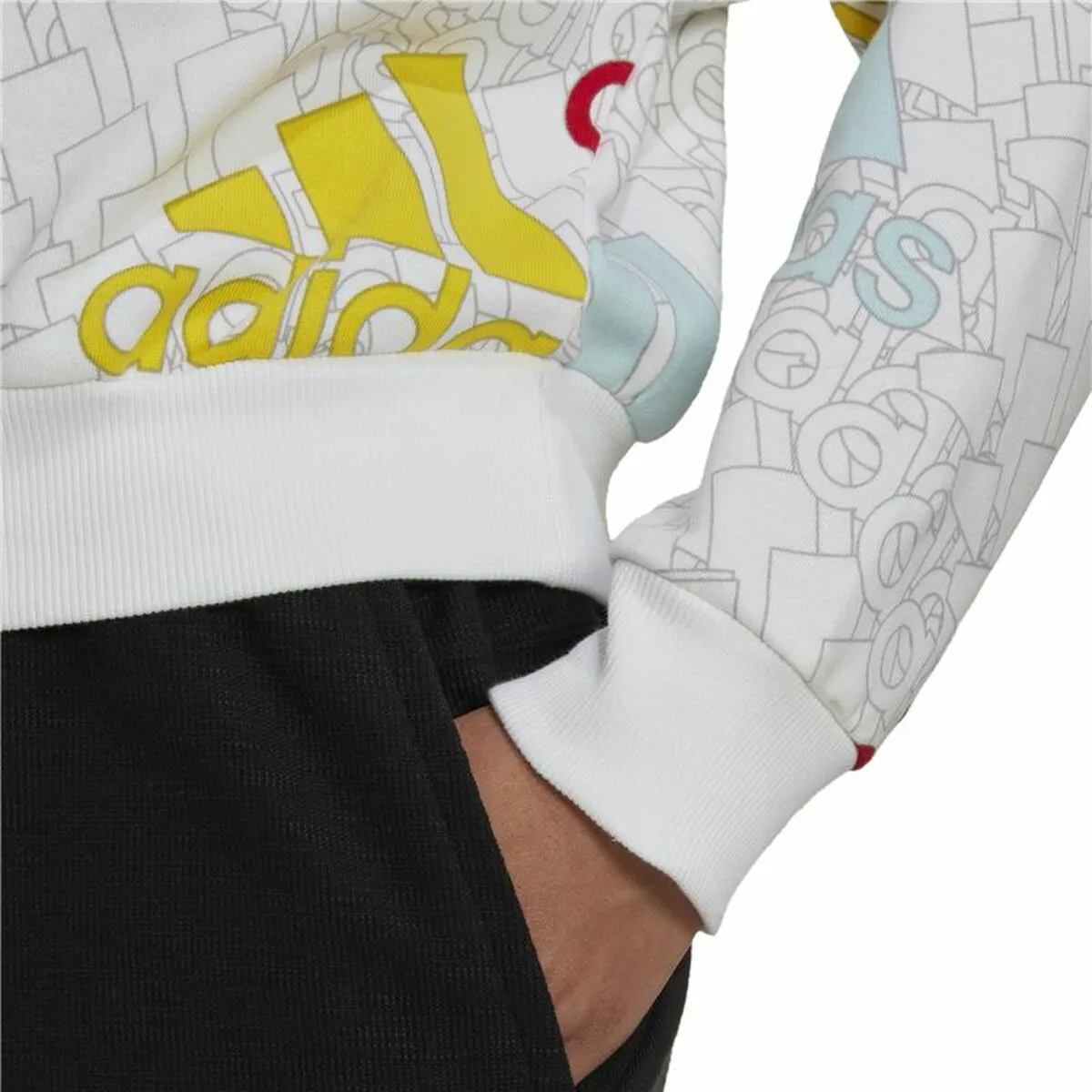 Women’s Sweatshirt without Hood Adidas Essentials Multi-Coloured White