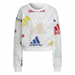 Women’s Sweatshirt without Hood Adidas Essentials Multi-Coloured White