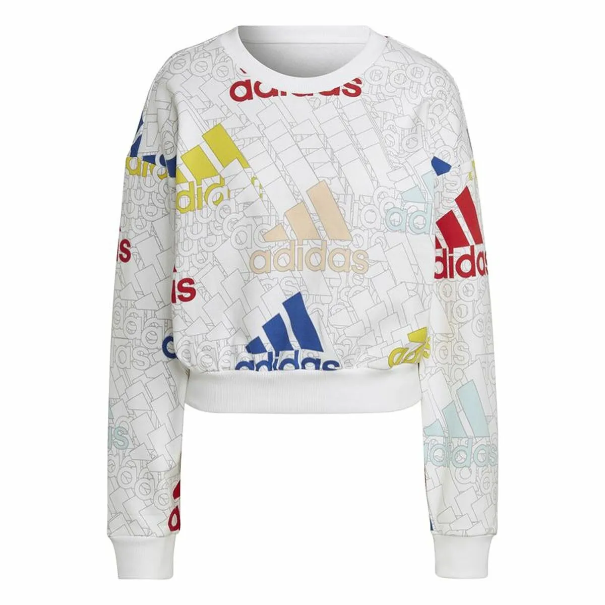 Women’s Sweatshirt without Hood Adidas Essentials Multi-Coloured White