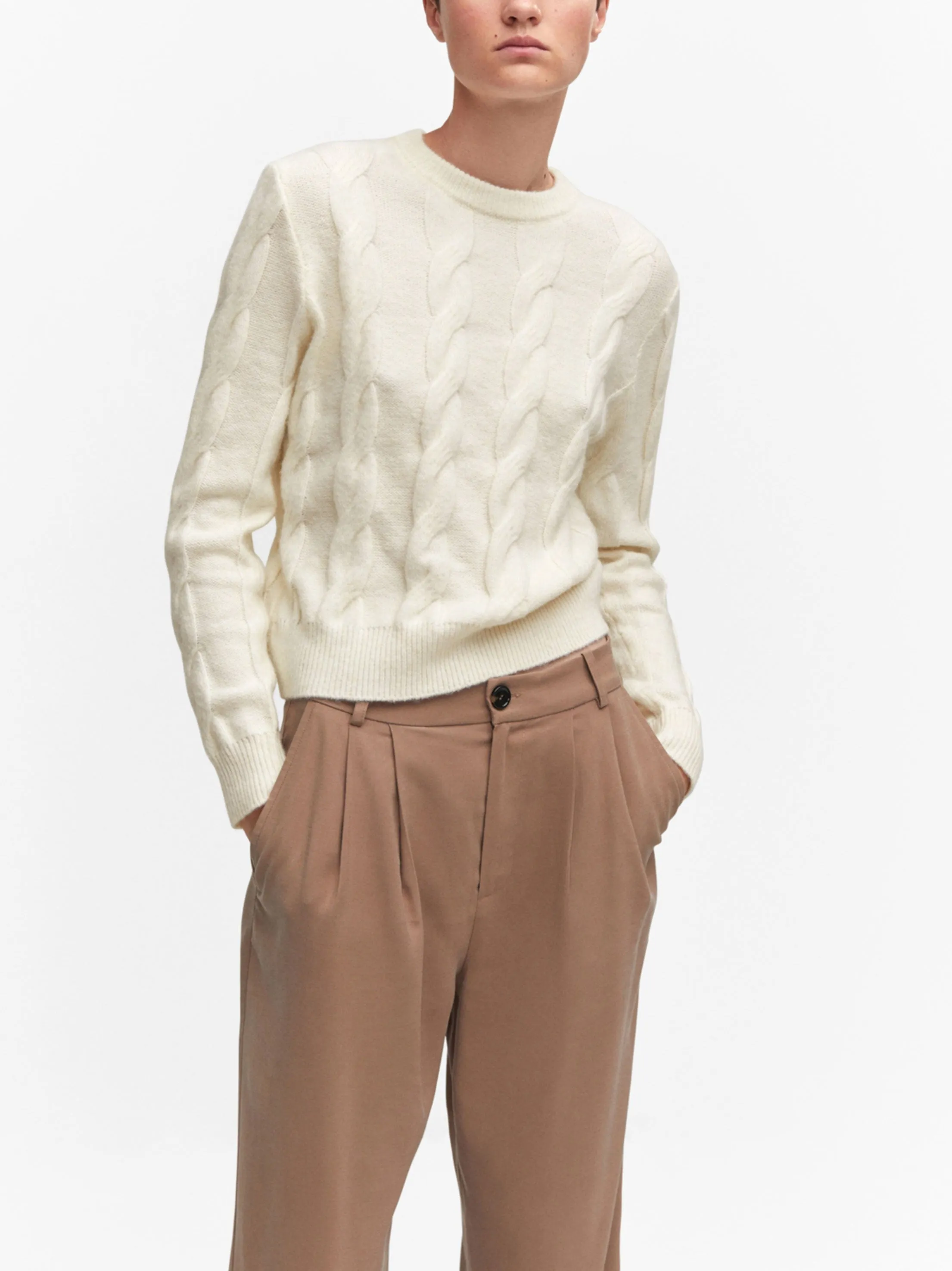 Women's Textured Sweater,Cream