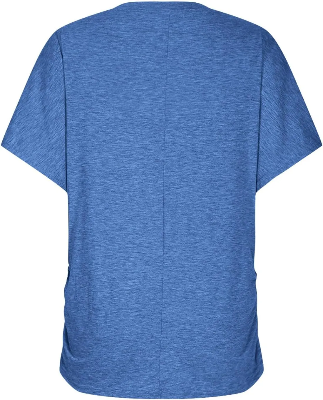 Womens Tops Basic V Neck T Shirts Short Sleeve Dressy Tunic Tops with Side Shirring Ruched Loose Fit Blouse Shirts