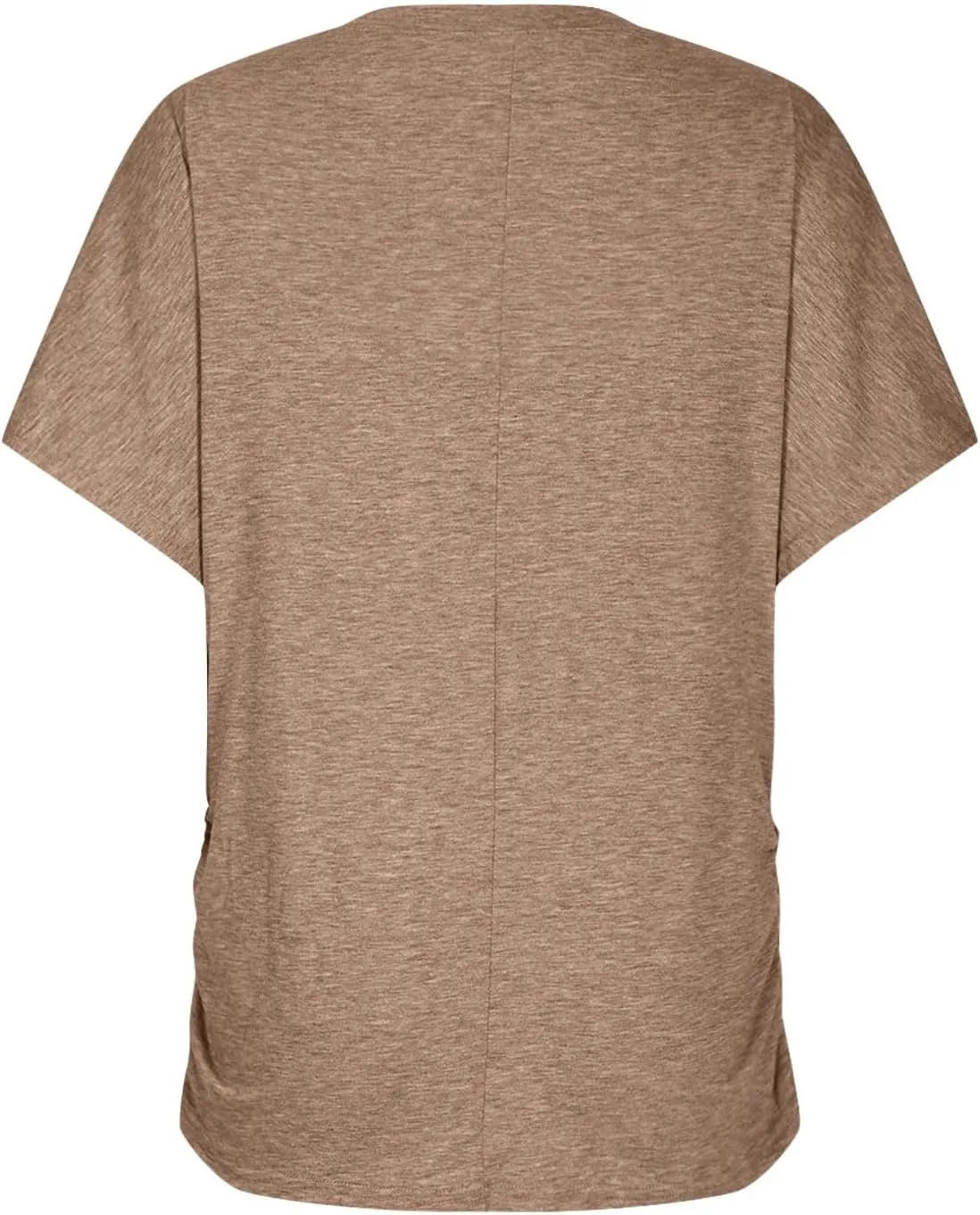 Womens Tops Basic V Neck T Shirts Short Sleeve Dressy Tunic Tops with Side Shirring Ruched Loose Fit Blouse Shirts