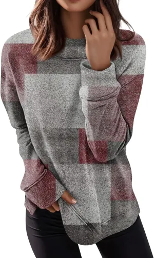 Womens Tops Casual Crew Neck Sweatshirt Oversized Printed Long Sleeve Outfits Fall Winter Fashion Pullover Top