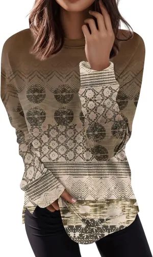 Womens Tops Casual Long Sleeve Sweatshirts Plus Size Crewneck Workout Tunic Top Fall Fashion Printed Outfits