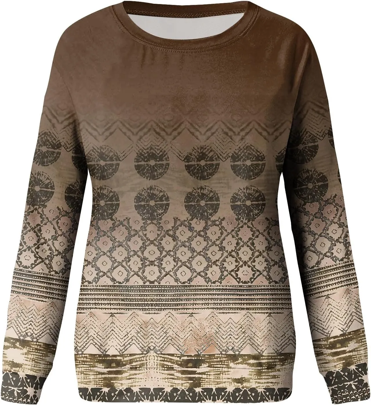 Womens Tops Casual Long Sleeve Sweatshirts Plus Size Crewneck Workout Tunic Top Fall Fashion Printed Outfits