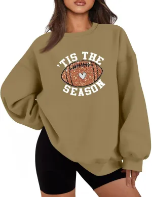 Womens Tops Oversized Crew Neck Sweatshirts Casual Lightweight Printed Outfits Fall Winter Fashion Clothes