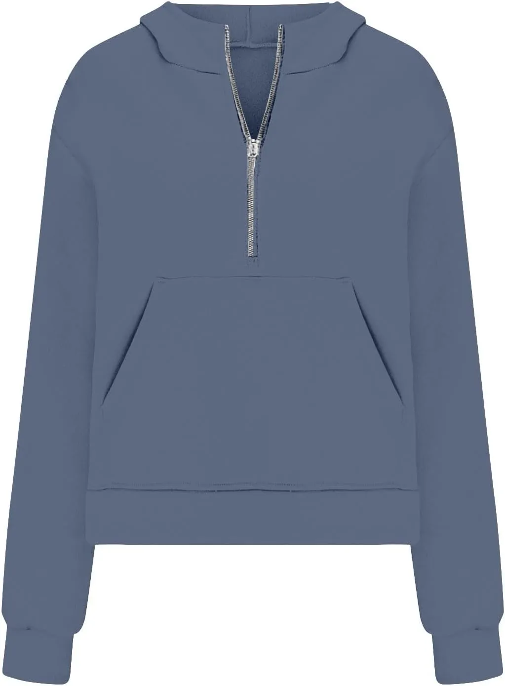 Womens Turtleneck Sweatshirts Solid Color Long Sleeve Pocket Casual Comfy Half Zip Cropped Pullover Fashion 2024