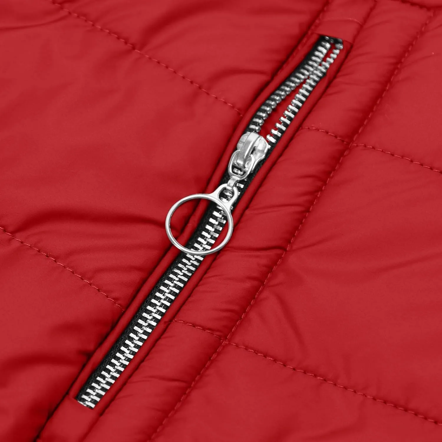 Womens Winter Coat, Fleece Lined Puffer Jacket Solid Zip Up Jacket with Fur Hood Thicken Warm Winter Coat with Pocket