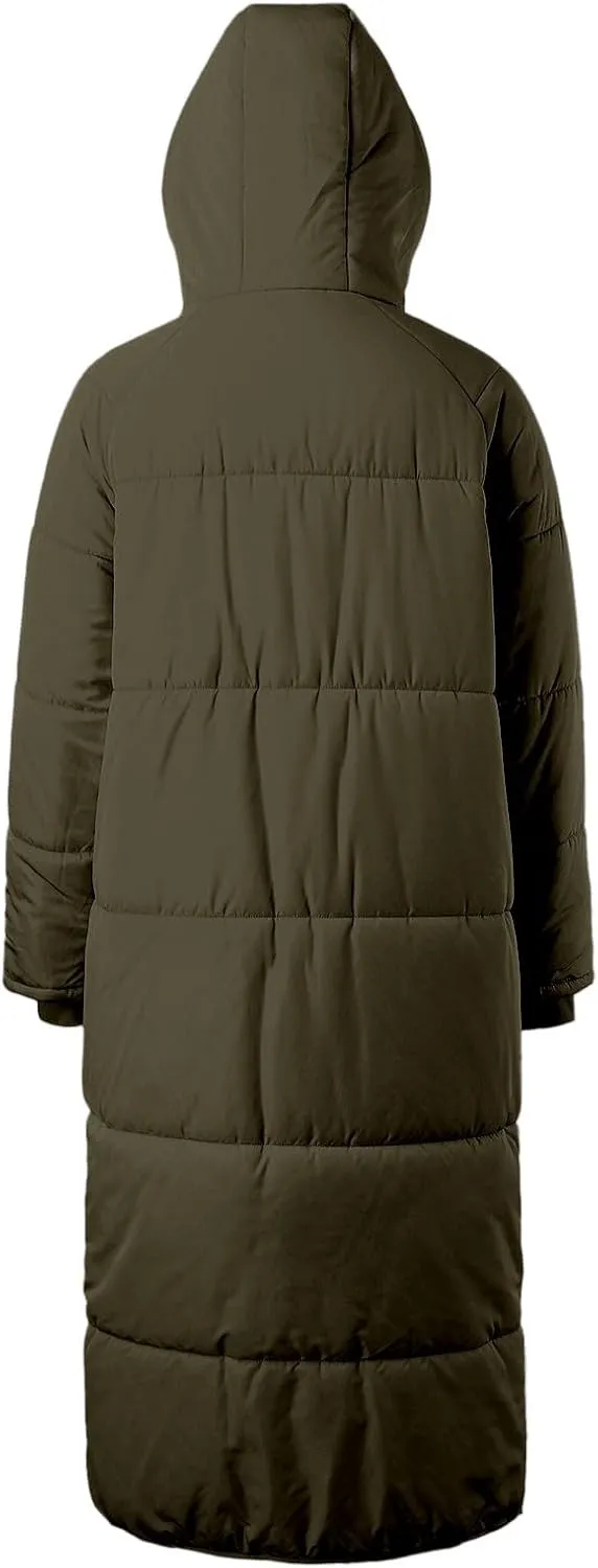 Womens Winter Long Coats Trendy Thicken Warm Puffer Jacket Casual Full Zip Padded Coat with Hood 2024 Outdoor Outwear