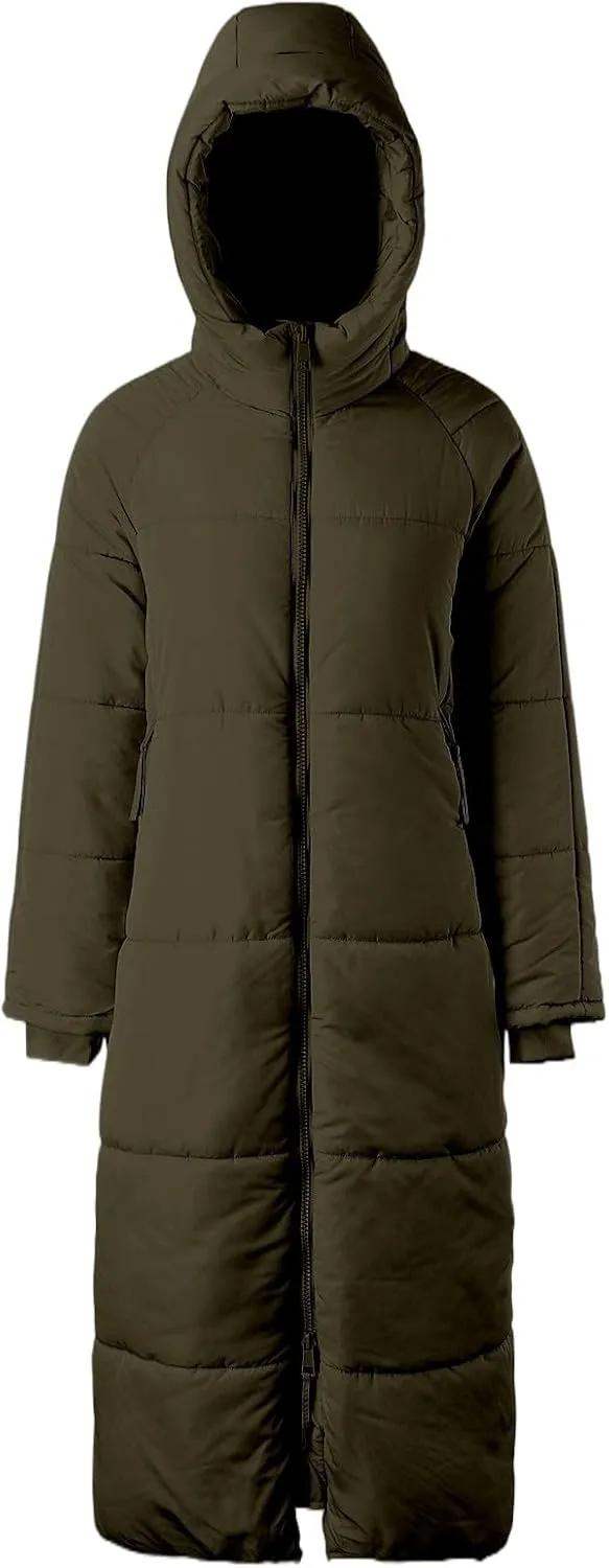 Womens Winter Long Coats Trendy Thicken Warm Puffer Jacket Casual Full Zip Padded Coat with Hood 2024 Outdoor Outwear