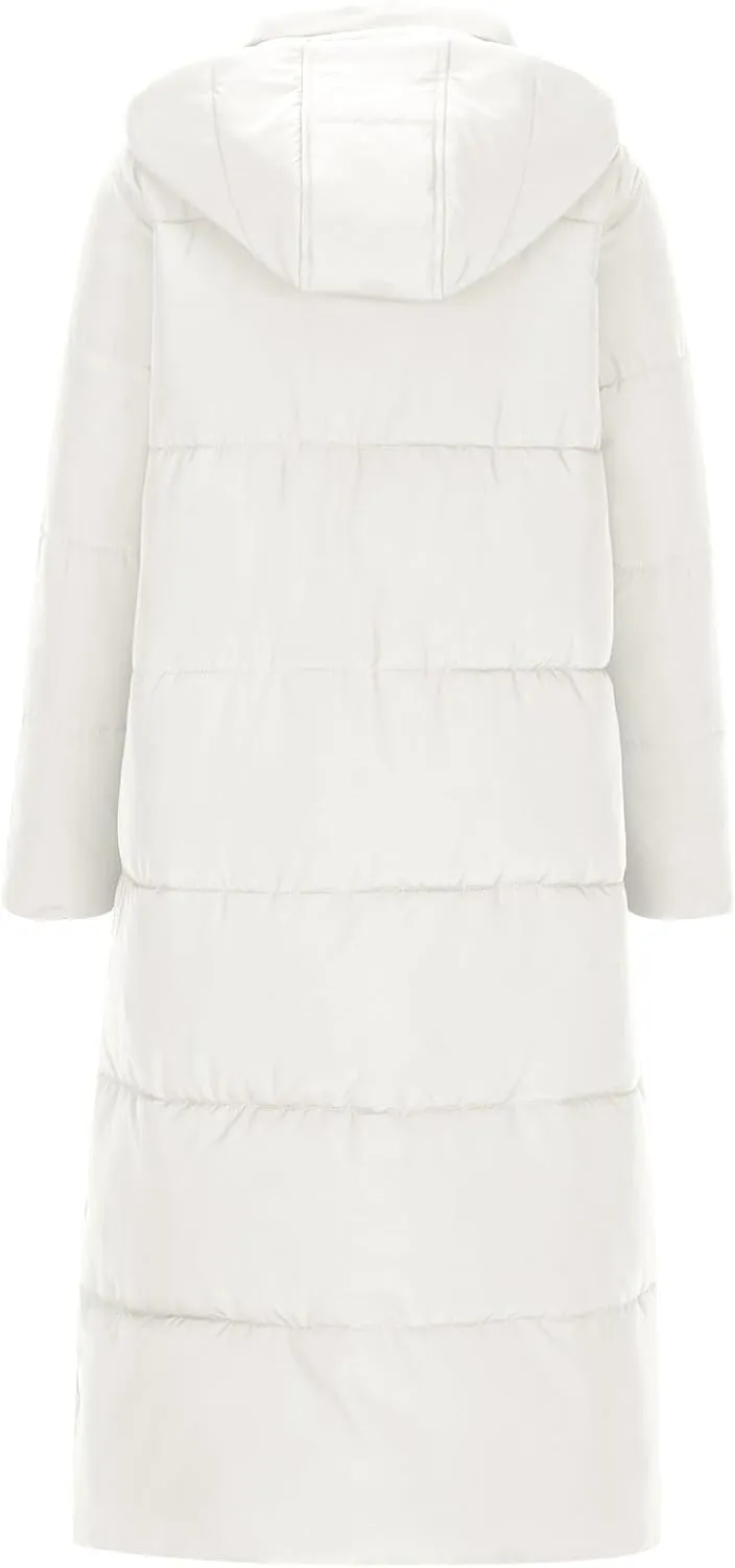 Womens Winter Long Quilted Coats Long Coats Hooded Puffer Jackets Casual Thicken Down Jackets Trendy Warm Outerwear