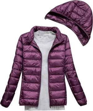 Womens Winter Quilted Pulover Puffer Jackets Lightweight Packable Long Sleeve Down Coat Casual Daily Running Outwear