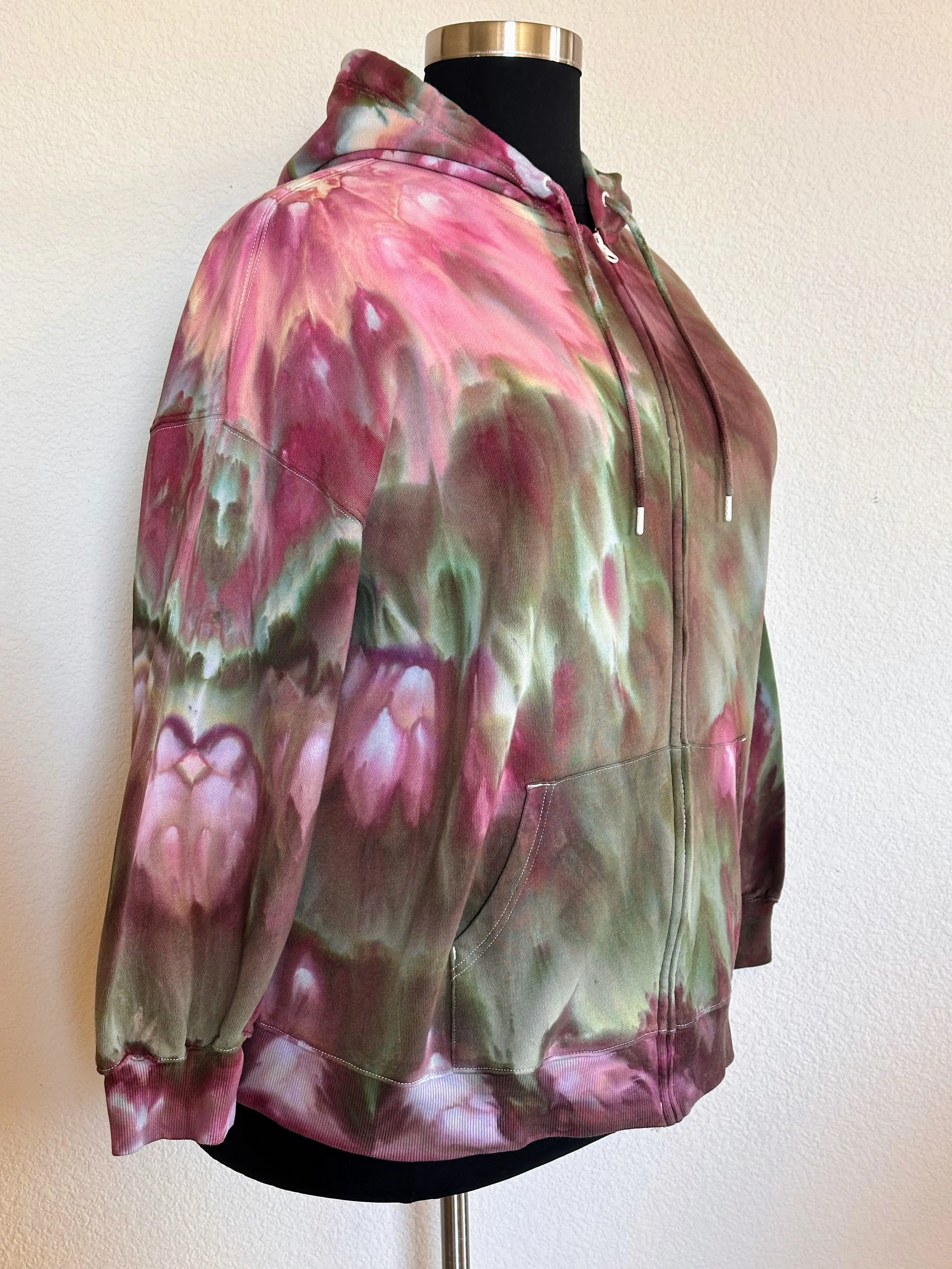 Women’s XL Oversized Zip Up Hoodie in ‘Wild Garden’ Inclined Twist