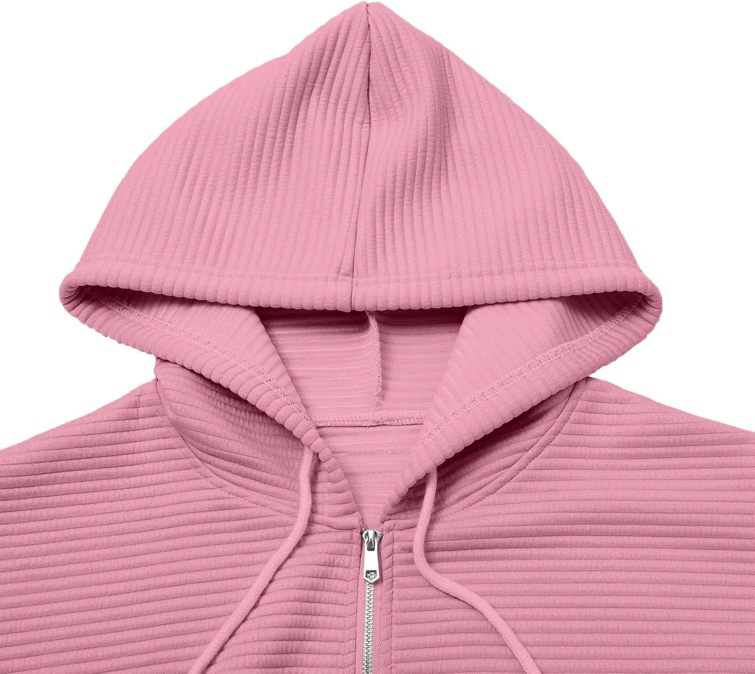 Womens Zip Up Hoodie Waffle Knit Clothes Fall Fashion Oversized Sweatshirt Long Sleeve Jacket With Pockets