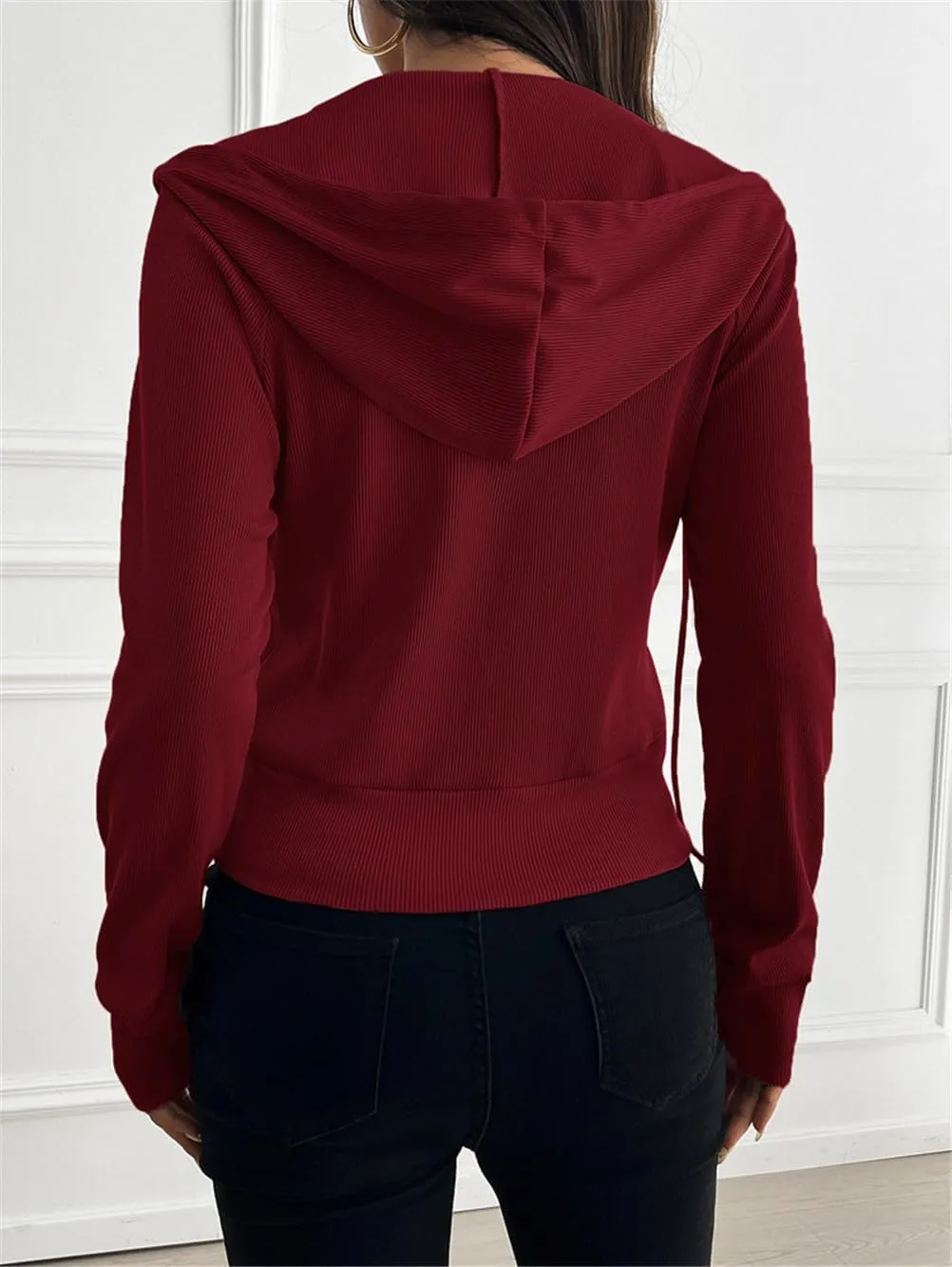 Womens Zip Up Hoodies Cropped Sweatshirts,Women's Slim Short Zipper Cardigan Hooded Jacket,Zip Up Hoodie