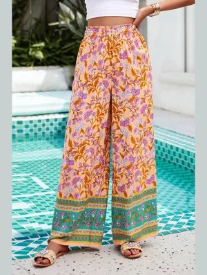 Slim Look Fit CASUAL PRINT SPANDEX WIDE-LEG PANTS_CWBLP0707