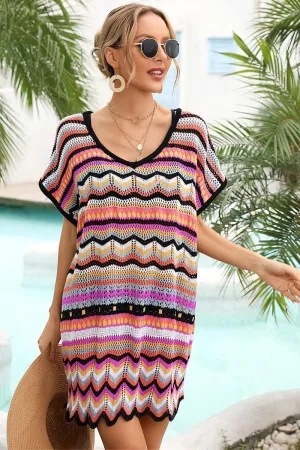 Beach Ready Swim Sheer Panel MULTI PATTERNED BEACH SWIMWEAR COVER UP