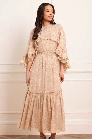 Harper Lurex Cape Ankle Gown Vibrant color