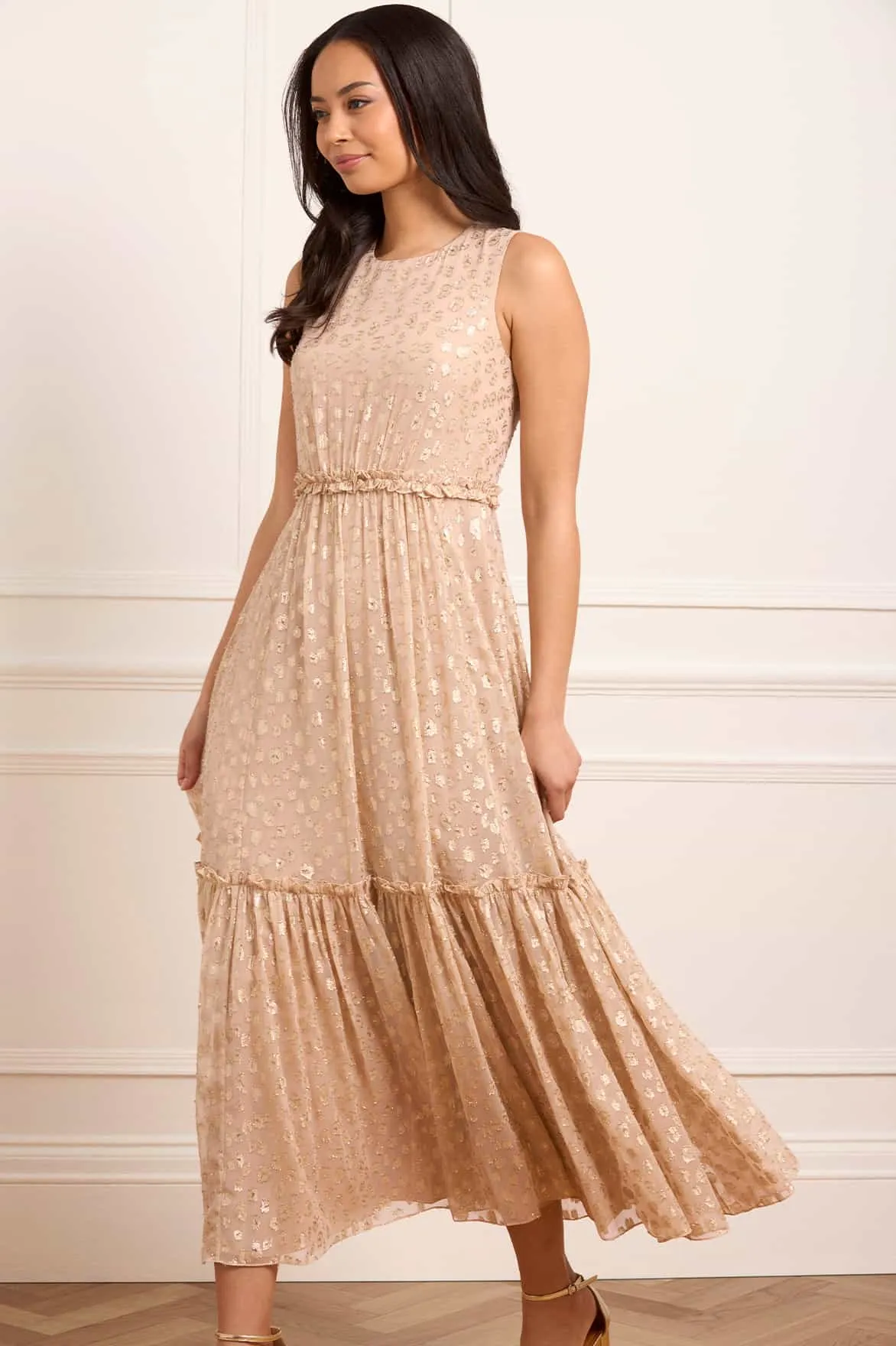 Harper Lurex Cape Ankle Gown Travel Light