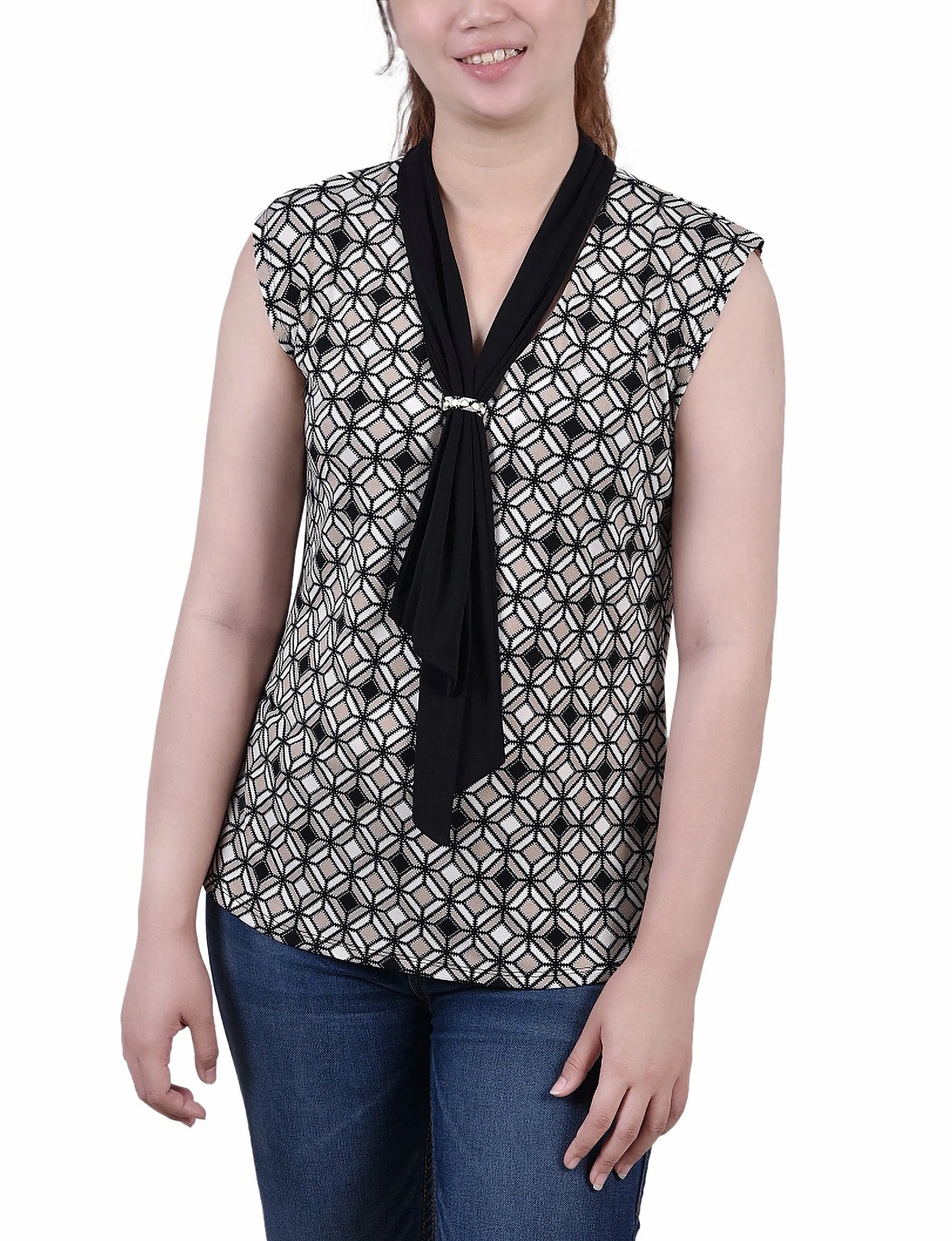 Petite Sleeveless Scarf Top HypoallergenicFabric Everyday Comfort