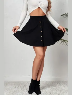 Comfy Design Effortless Fit WOMEN FRONT BUTTONED CORDUROY UMBRELLA SKIRT