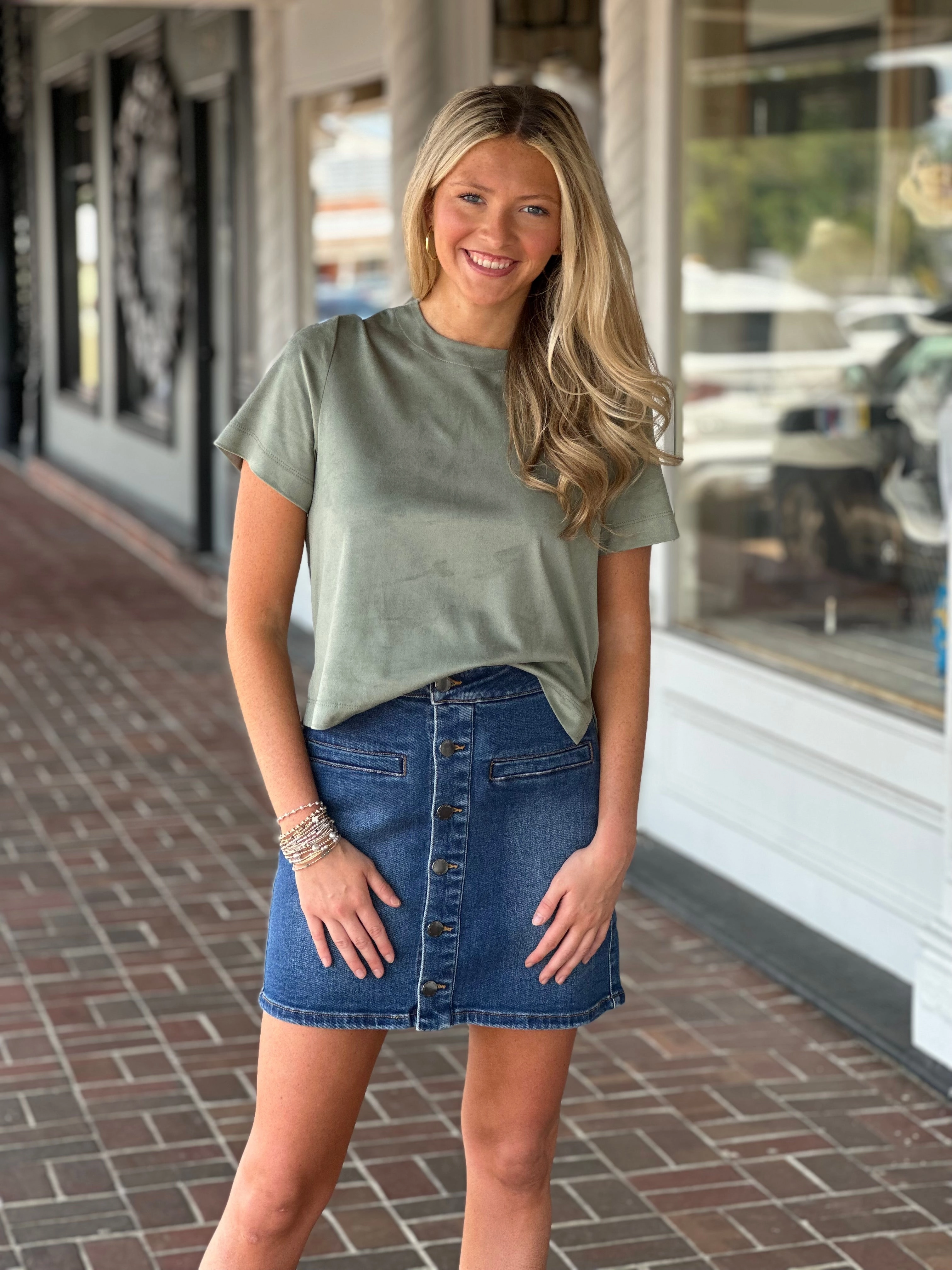 Hot Weather HighStretch Dear John Quinn Skirt in Denim