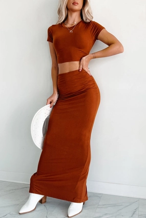 Comfort In Chaos Maxi Skirt (Rust) anti slip grip