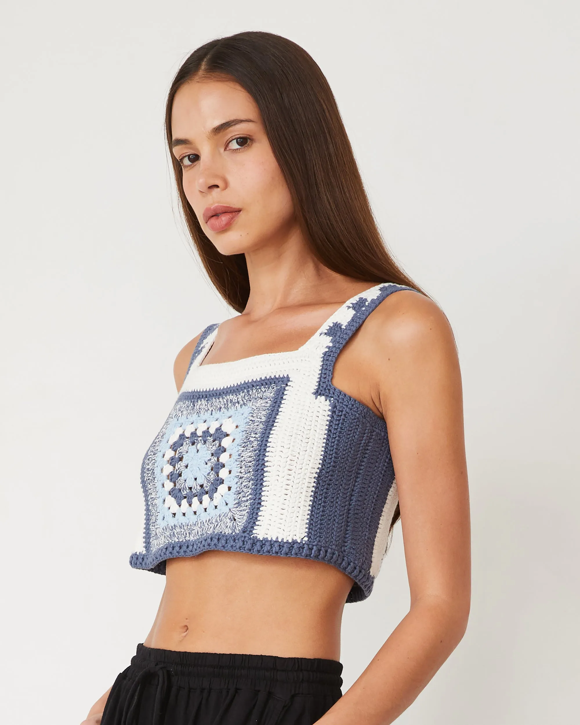 Crochet Cropped Tank Top Durable Hem Stitching
