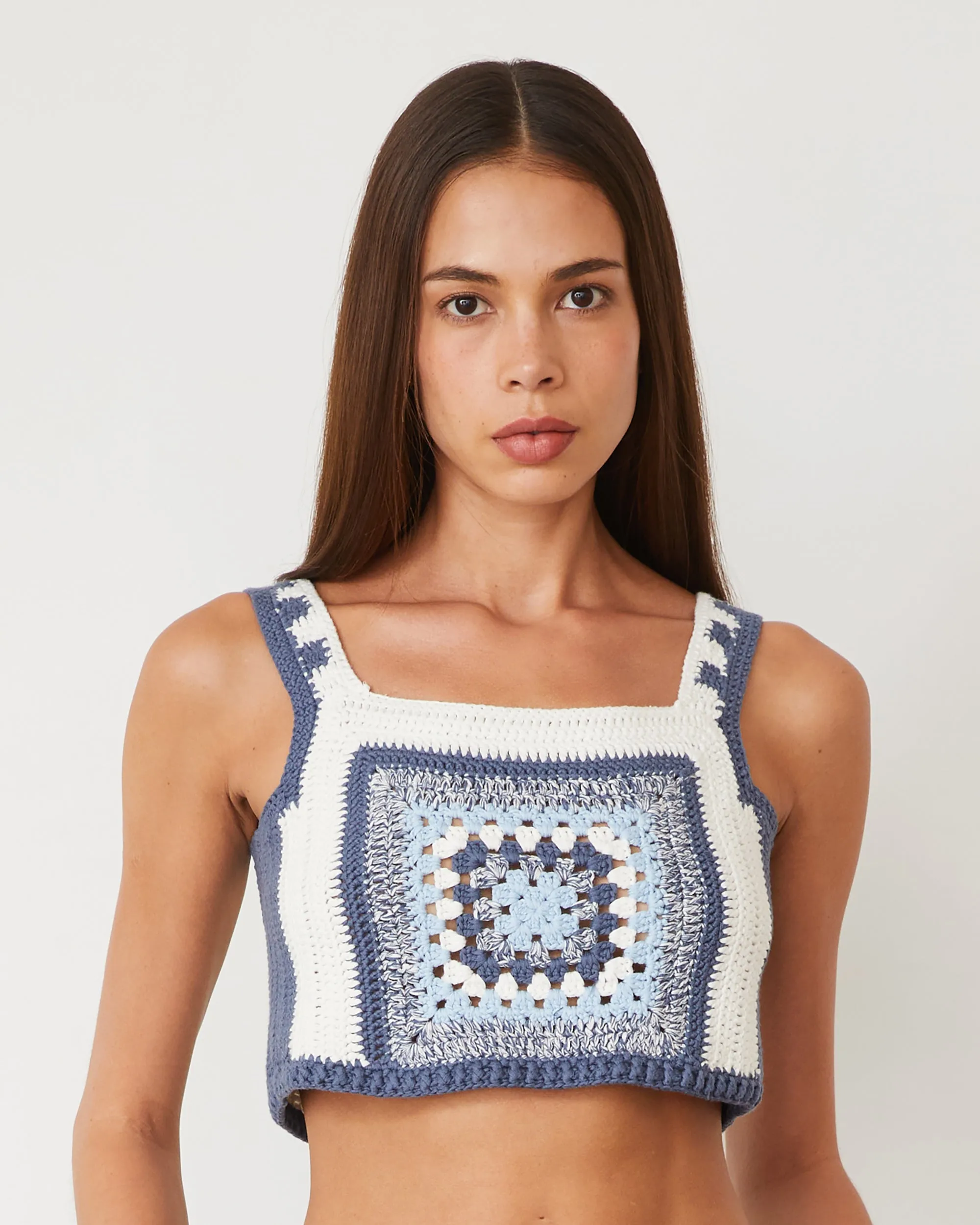 Eco Friendly Dye Process No Iron Fabric Crochet Cropped Tank Top
