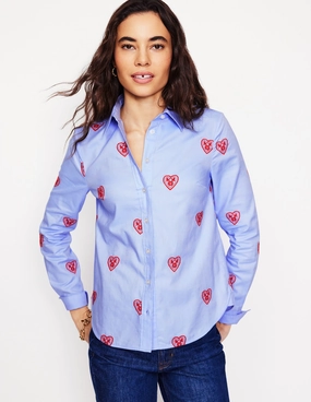 Sienna Interest Cotton Shirt-Blue Oxford, Hearts ErgonomicSleeves