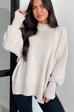 FadeResistant Timeless Cut Auden Oversized Zenana Sweater (Sand Beige)