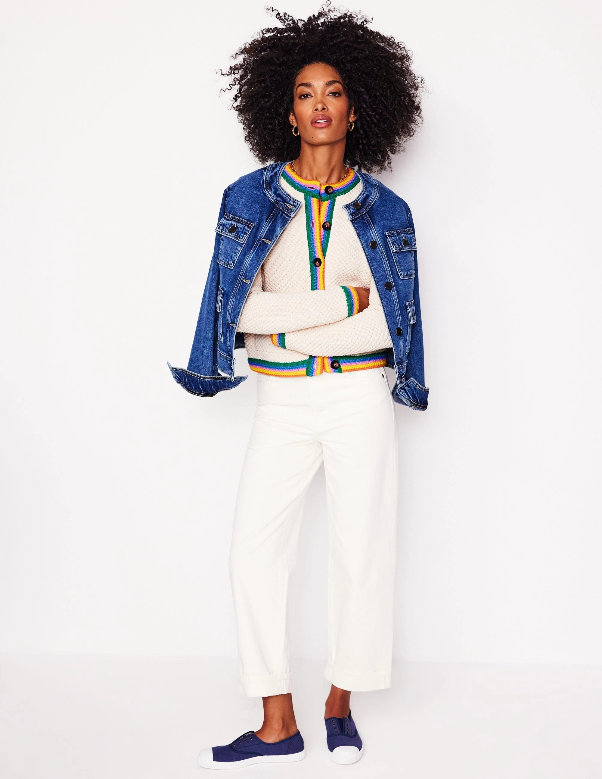 AntiSnag Surface AirflowOptimized Pattern Libby Knitted Jacket-Warm Ivory, Rainbow