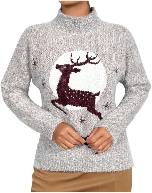 WYTong Christmas Sweaters Womens Christmas Tree Printed Sweatshirt Crew Neck Soft Warm Pullover Tops Funnny Xmas Sweater