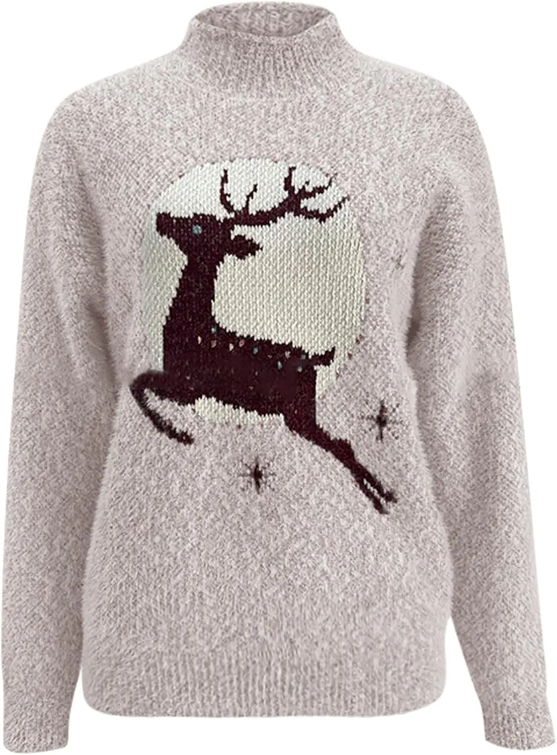 WYTong Christmas Sweaters Womens Christmas Tree Printed Sweatshirt Crew Neck Soft Warm Pullover Tops Funnny Xmas Sweater