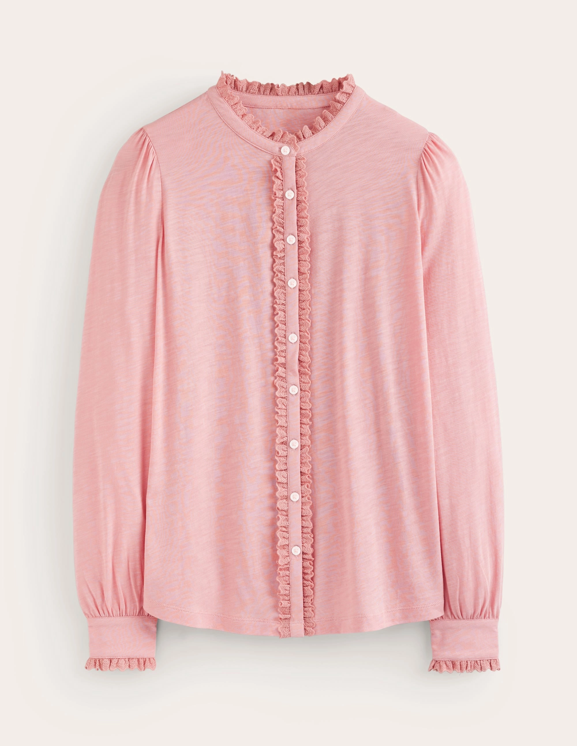Caroline Broderie Jersey Shirt-Quartz Moisture Management Noise Reduced Zipper