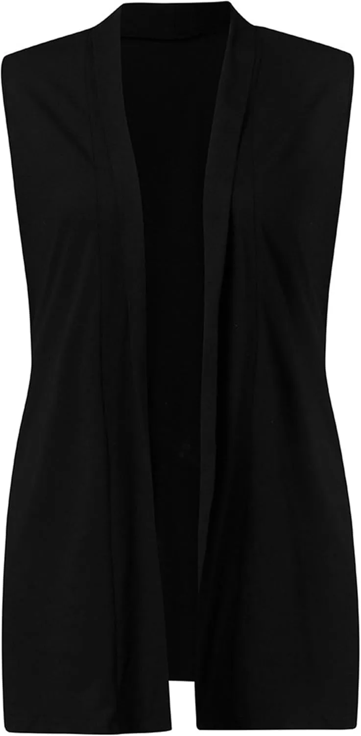 YMING Womens Lightweight Long Vests Sleeveless Open Front Cardigan Draped Layering Vest with Pockets