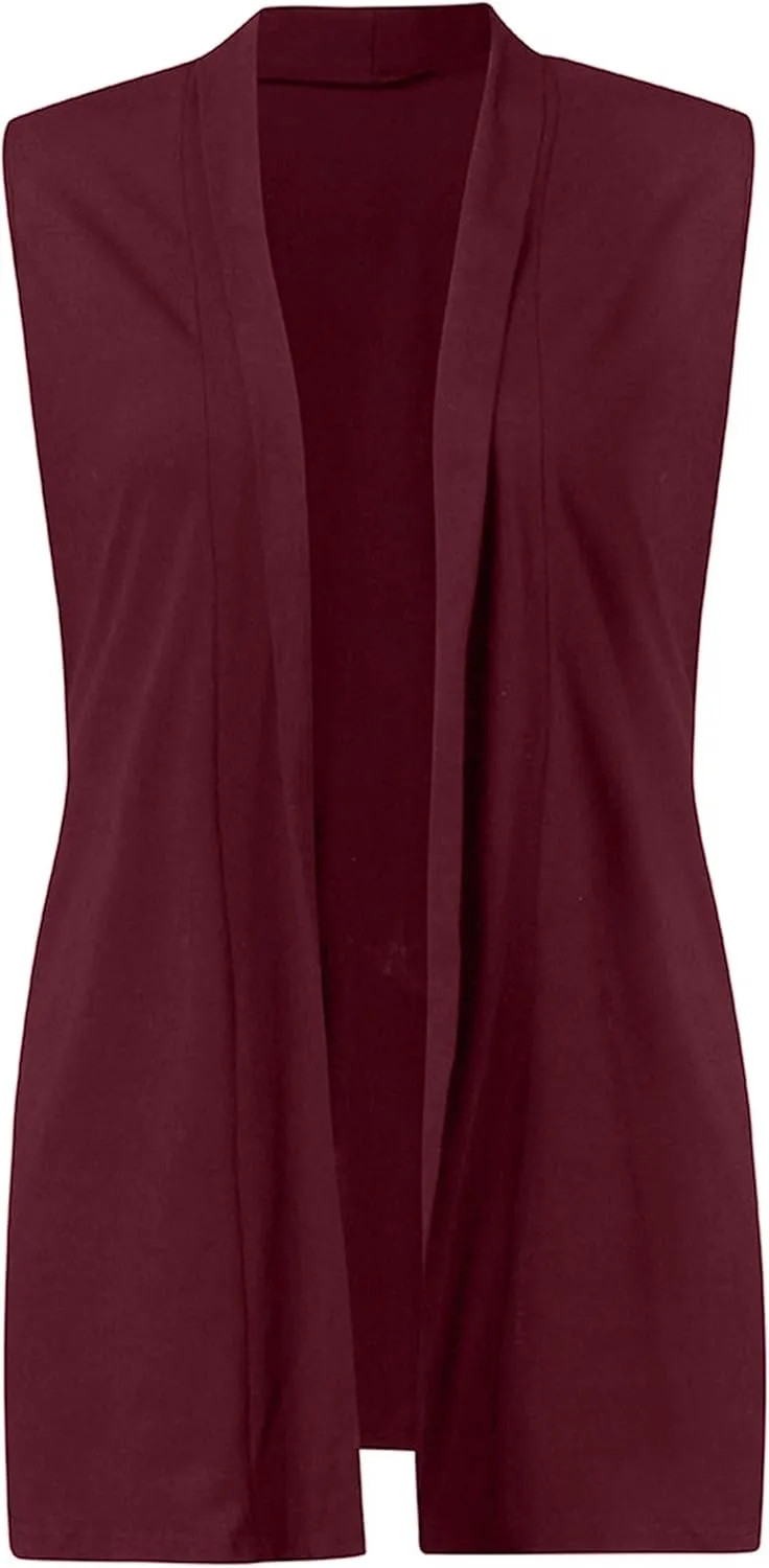 YMING Womens Lightweight Long Vests Sleeveless Open Front Cardigan Draped Layering Vest with Pockets
