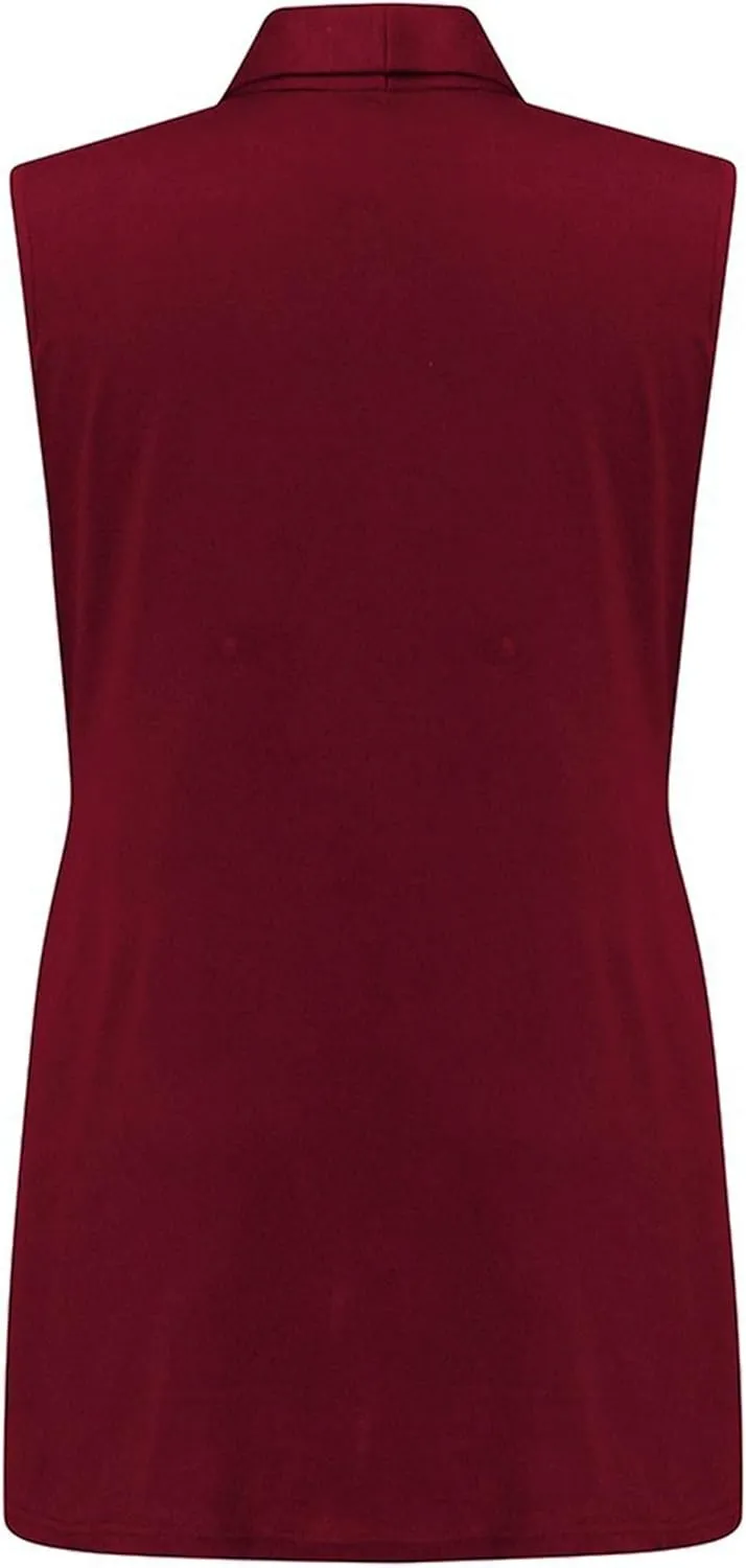 YMING Womens Lightweight Long Vests Sleeveless Open Front Cardigan Draped Layering Vest with Pockets