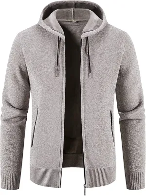 Ymosrh Men's Winter Coats Full Zip Hoodie Fleece Jacket Sweatshirt Sherpa Lined Work Coat Mens, L-3XL