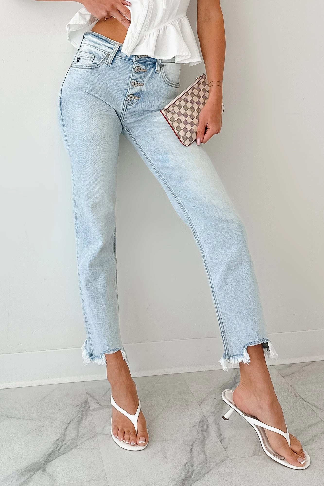 Melody High Rise Slim Straight KanCan Jeans (Acid) MultiPocket Configuration Seamless construction