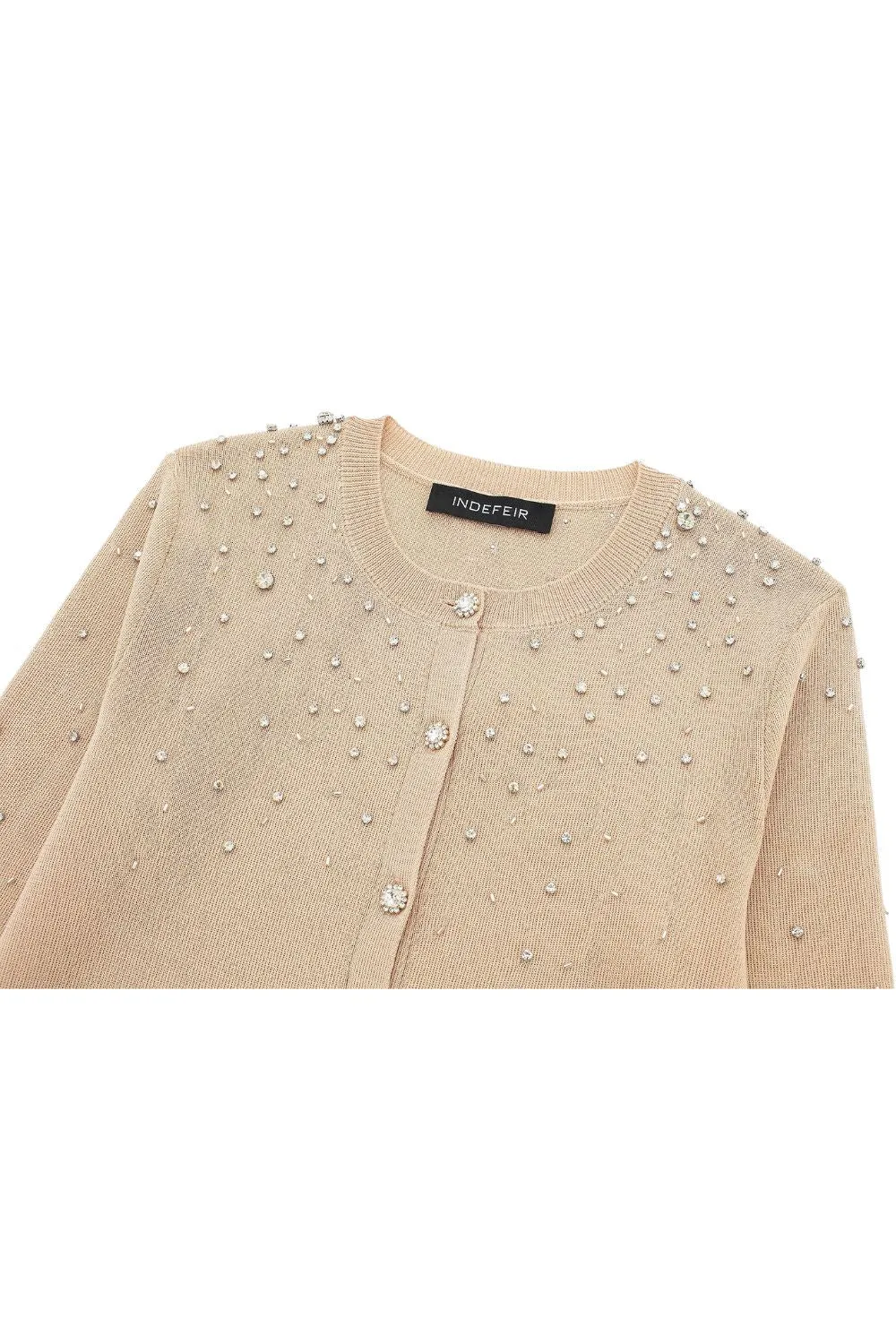 ‘Yuliya’ Elegant Diamante  Knit Long Sleeve Cardigan