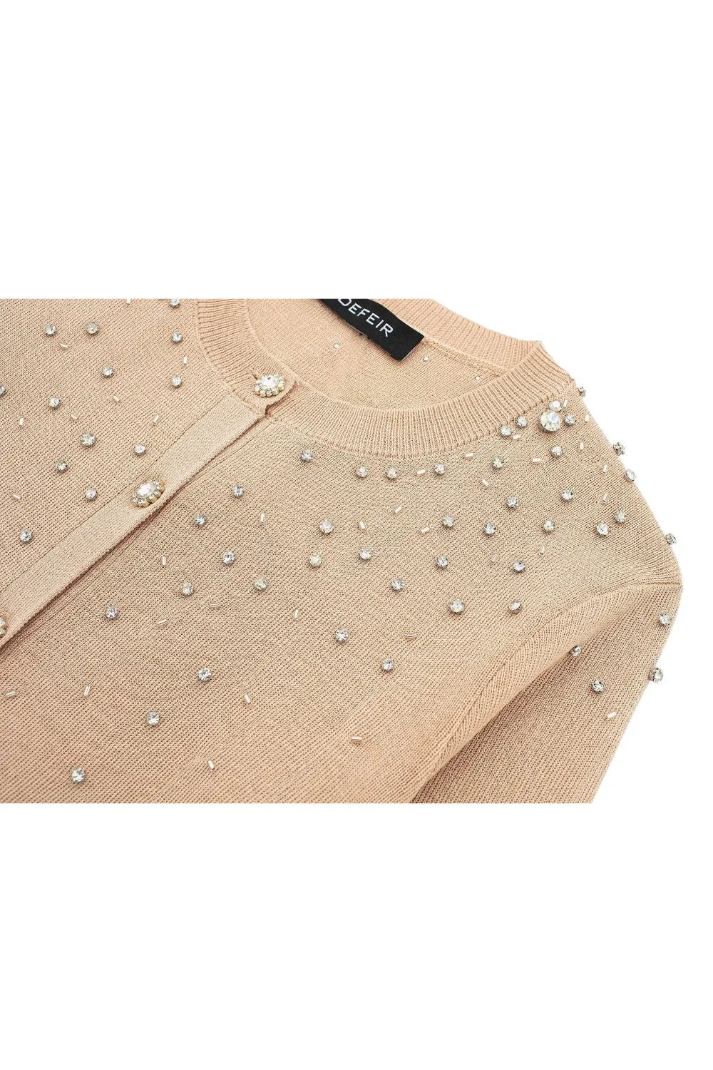 ‘Yuliya’ Elegant Diamante  Knit Long Sleeve Cardigan