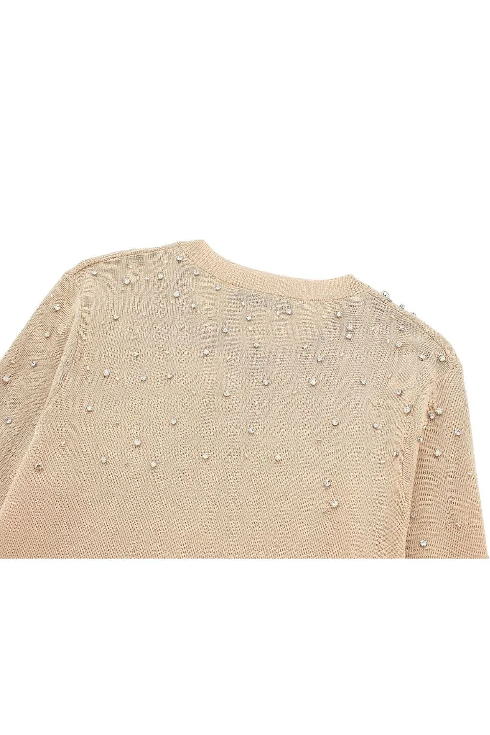 ‘Yuliya’ Elegant Diamante  Knit Long Sleeve Cardigan