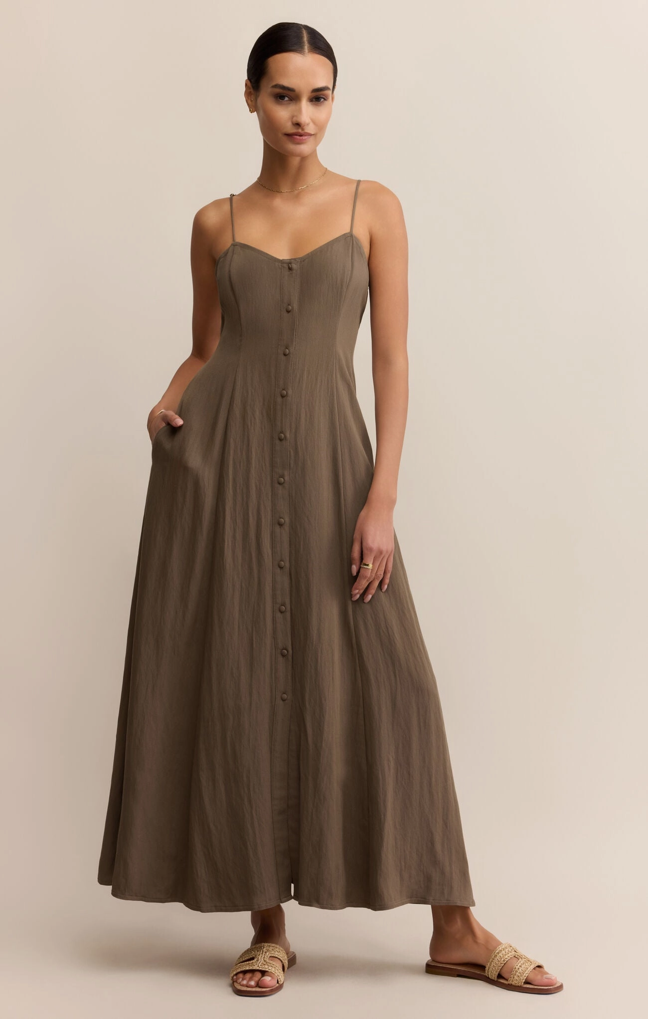 NonRestrictive Cut Z Supply Angel Eyes Midi Dress in Tiki