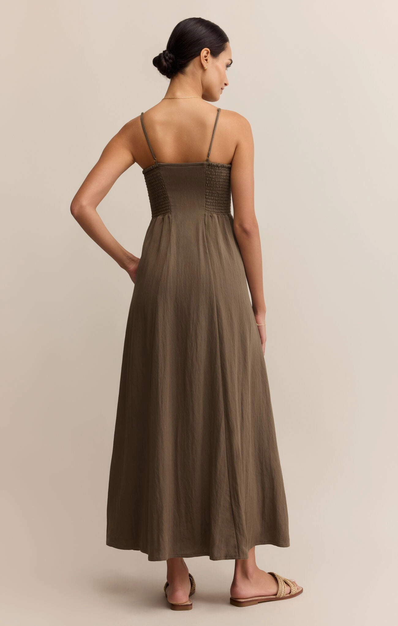 Z Supply Angel Eyes Midi Dress in Tiki TaglessNecklineComfort